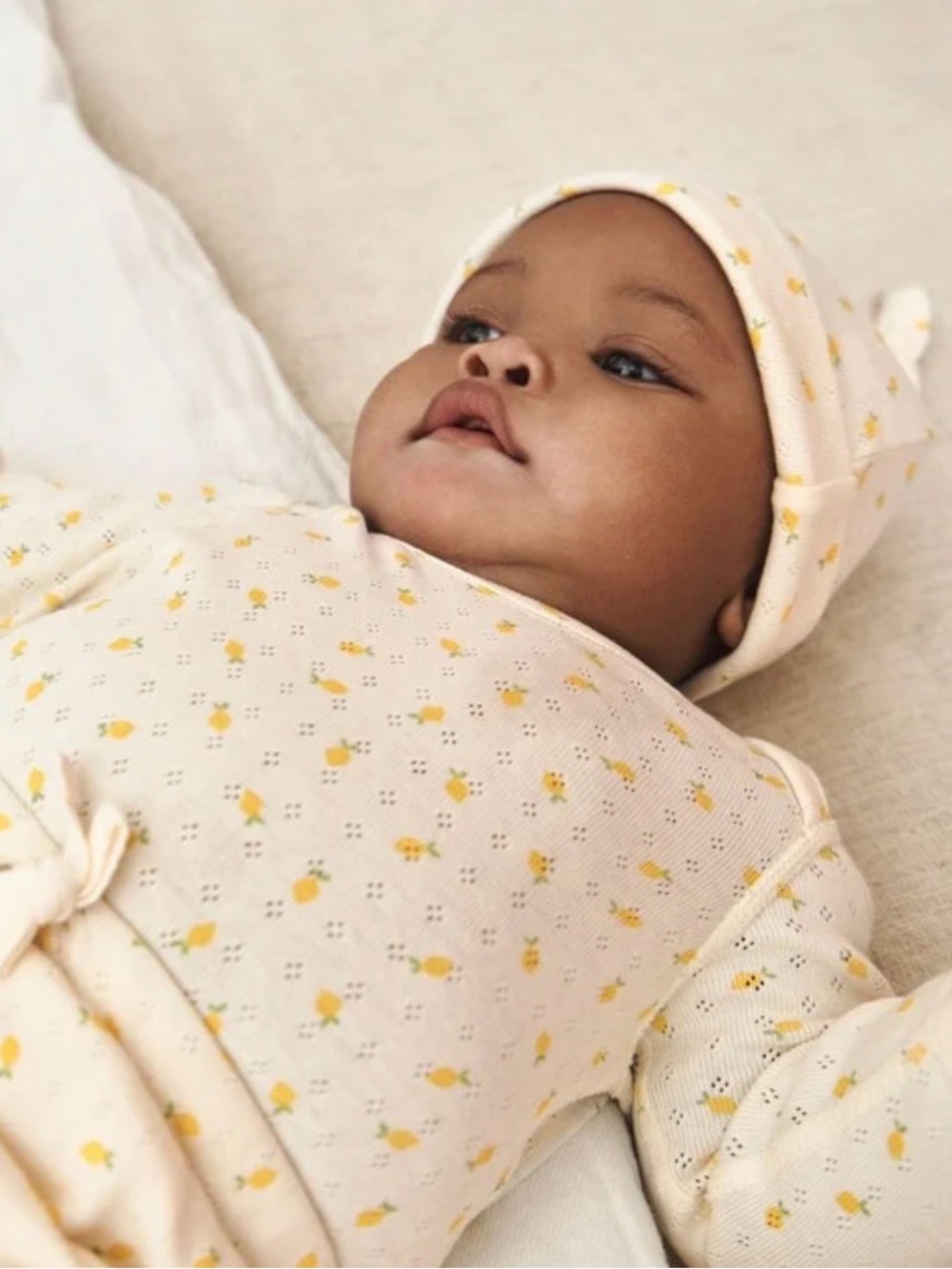 Hanna Andersson Cream and Lemon Baby Three Piece Pointelle Set